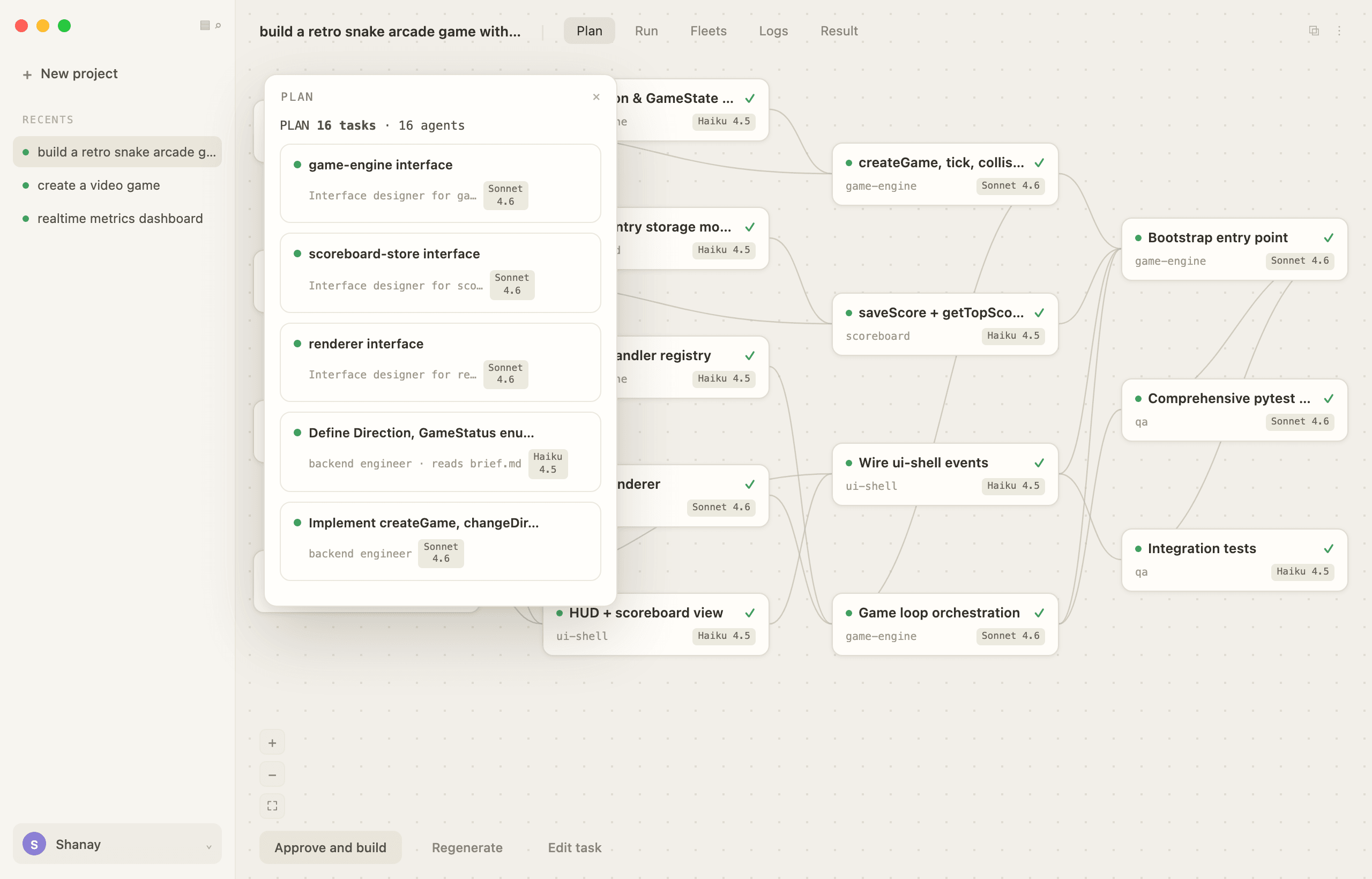 Optivia Plan screen
